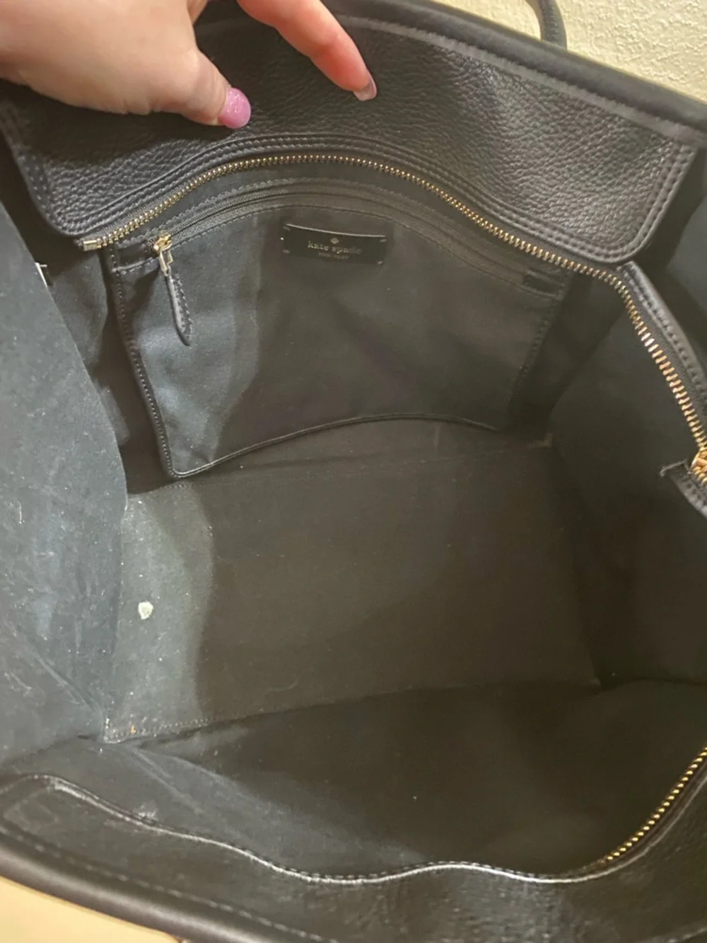 Kate Spade black leather logo tote bag - Picture 8 of 9